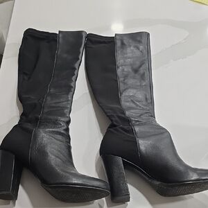 Boden Sleek Black Heeled Knee High Boots Size 39